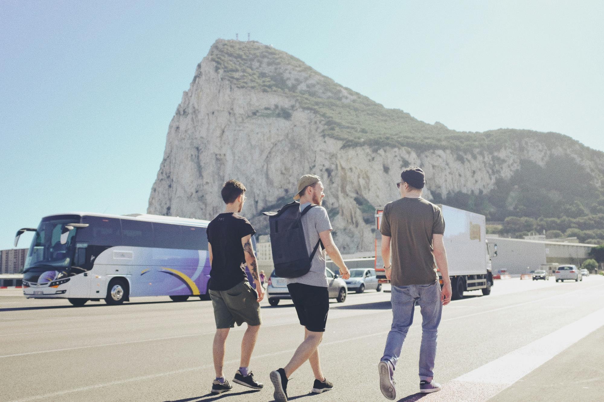 Panoramic picture of Gibraltar city. Focus on the rock of Gibraltar